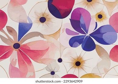 seamless pattern with colorful flowers wallpaper, vector illustration