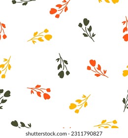 Seamless pattern with colorful flowers and white background