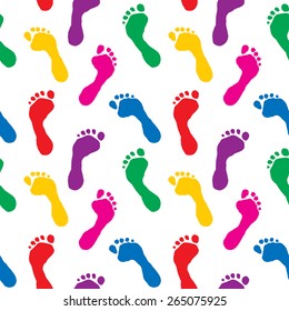 Seamless pattern of a colorful footprints