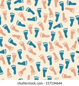 Seamless pattern with colorful footprints. Vector abstract illustration