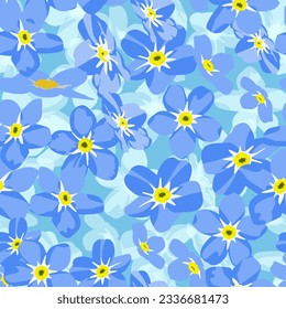 Ein nahtloses Muster von bunten vergessen Sie mich nicht Blumen. Vektorgrafik. Vergiss mich nicht floralen Hintergrund.