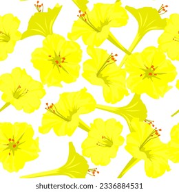 A seamless pattern of colorful Four o'clock flowers. vector illustration. Colorful Four o'clock flower background.