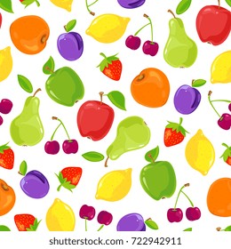 Seamless pattern of colorful fruits. Background pattern fruit, vector illustration
