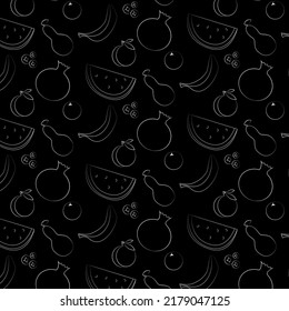Seamless pattern of colorful fruits flat vector, Summer fruits background flat vector, Seamless pattern of tropical fruits	
