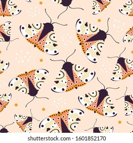Seamless pattern with colorful funny butterfly, Modern insects texture .Vector modern background