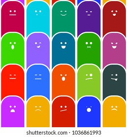 Seamless pattern with colorful funny emotional faces that looks like stickers