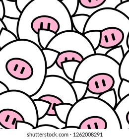 Seamless pattern with a colorful funny pigs in Vector