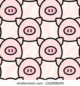 Seamless pattern with a colorful funny pigs in Vector