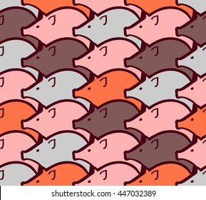 Seamless pattern with a colorful funny pigs in Vector