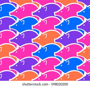 Seamless pattern with a colorful funny pigs in Vector