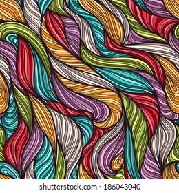 Seamless pattern with colorful fur flow