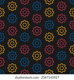 Seamless pattern with colorful gear