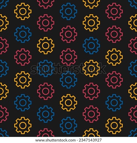 Seamless pattern with colorful gear