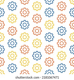 Seamless pattern with colorful gears and white background