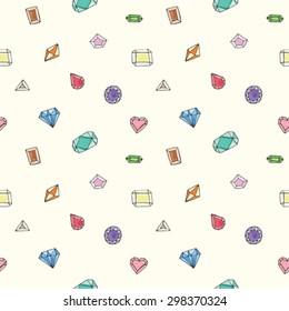 Seamless Pattern Of Colorful Gems