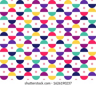 Seamless pattern of colorful geometric and circle modern on white background - Vector illustration