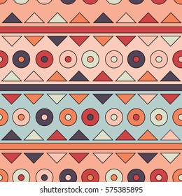 Seamless pattern. Colorful geometric ethnic ornament. Tiling. Vector design for your textile, print, cards, flyers, brochures, posters, banners, wrapping etc. Tribal art