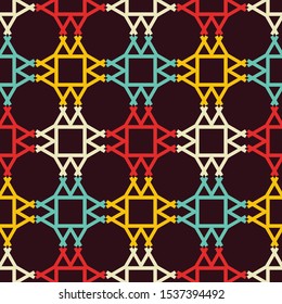 Seamless pattern with colorful geometric ornament.