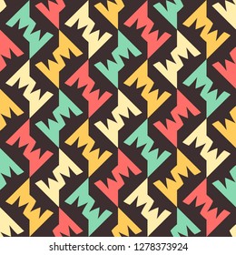 Seamless pattern with colorful geometric shapes.