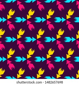 Seamless pattern with colorful geometric shapes.