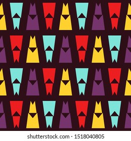 Seamless pattern with colorful geometric shapes.
