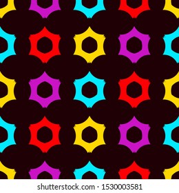 Seamless pattern with colorful geometric shapes.