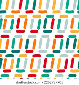 Patrón sin foco con formas geométricas coloridas. Antecedentes abstractos. Diseño para tela, impresión textil, papel de envoltura, cubierta, afiche. Ilustración del vector