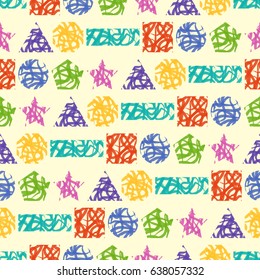 Seamless pattern of colorful geometric shapes