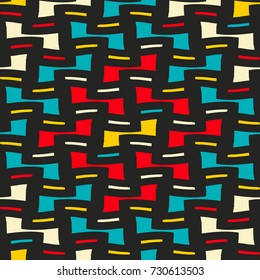 Seamless pattern with colorful geometric shapes.