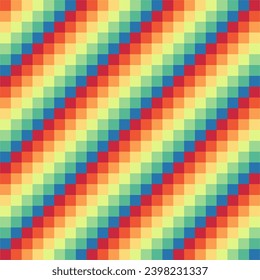 Seamless pattern colorful geometric square shape background.Pixel pattern diagonal seamless wallpaper vector.