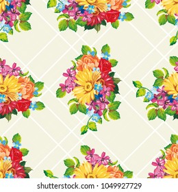 Patrón inmaculado con flores gerberas coloridas Ilustración vectorial