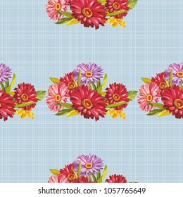 Padrão contínuo com flores gerbera coloridas Ilustração Vetor