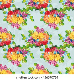 Seamless pattern with colorful gerbera flowers Vector Illustration EPS8
