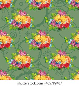 Seamless pattern with colorful gerbera flowers Vector Illustration EPS8
