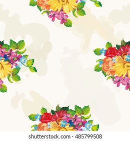 Patrón sin fisuras con flores gerbera coloridas Vector Illustración EPS8
