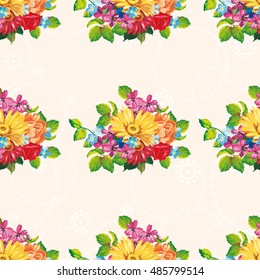 Seamless pattern with colorful gerbera flowers Vector Illustration EPS8
