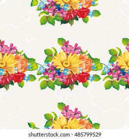 Seamless pattern with colorful gerbera flowers Vector Illustration EPS8
