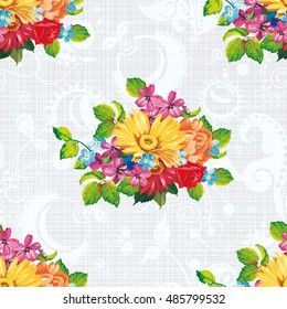 Seamless pattern with colorful gerbera flowers Vector Illustration EPS8
