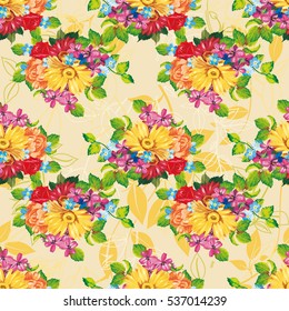 Seamless pattern with colorful gerbera flowers Vector Illustration EPS8