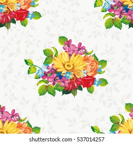 Seamless pattern with colorful gerbera flowers Vector Illustration EPS8