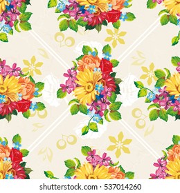 Seamless pattern with colorful gerbera flowers Vector Illustration EPS8