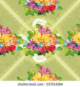 Seamless pattern with colorful gerbera flowers Vector Illustration EPS8