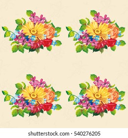 Seamless pattern with colorful gerbera flowers Vector Illustration EPS8
