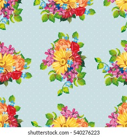 Seamless pattern with colorful gerbera flowers Vector Illustration EPS8