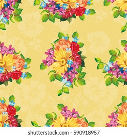 Seamless pattern with colorful gerbera flowers Vector Illustration EPS8