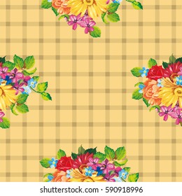 Seamless pattern with colorful gerbera flowers Vector Illustration EPS8