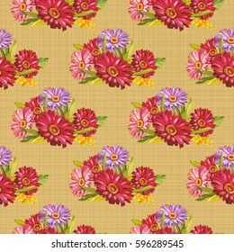 Seamless pattern with colorful gerbera flowers Vector Illustration EPS8