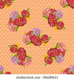 Seamless pattern with colorful gerbera flowers Vector Illustration EPS8