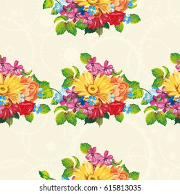 Seamless pattern with colorful gerbera flowers Vector Illustration EPS8