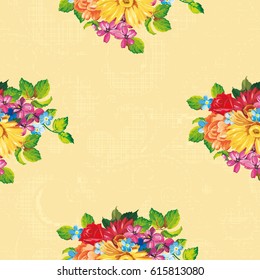 Seamless pattern with colorful gerbera flowers Vector Illustration EPS8